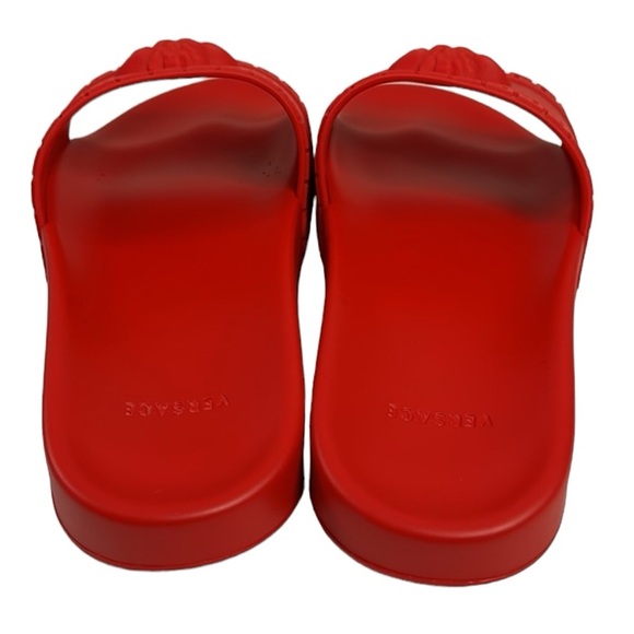 VERSACE EXCELLENT RED MEDUSA PALAZZO SLIDES SANDALS SIZE 11 / 44 MADE IN ITALY - Picture 5 of 12